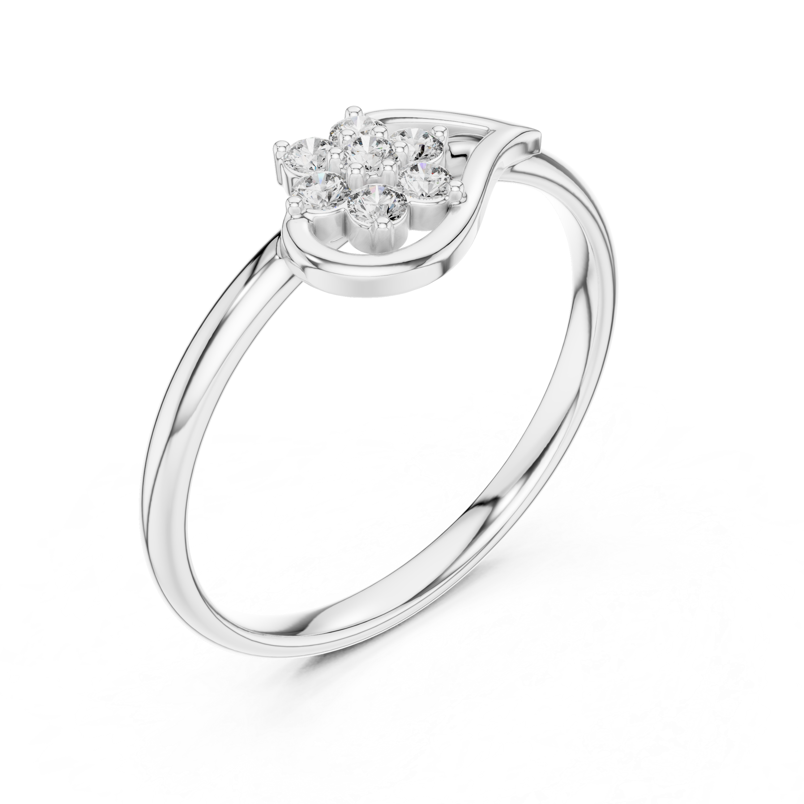Elegant Twist Band Floral Lab-Grown Diamond Ring