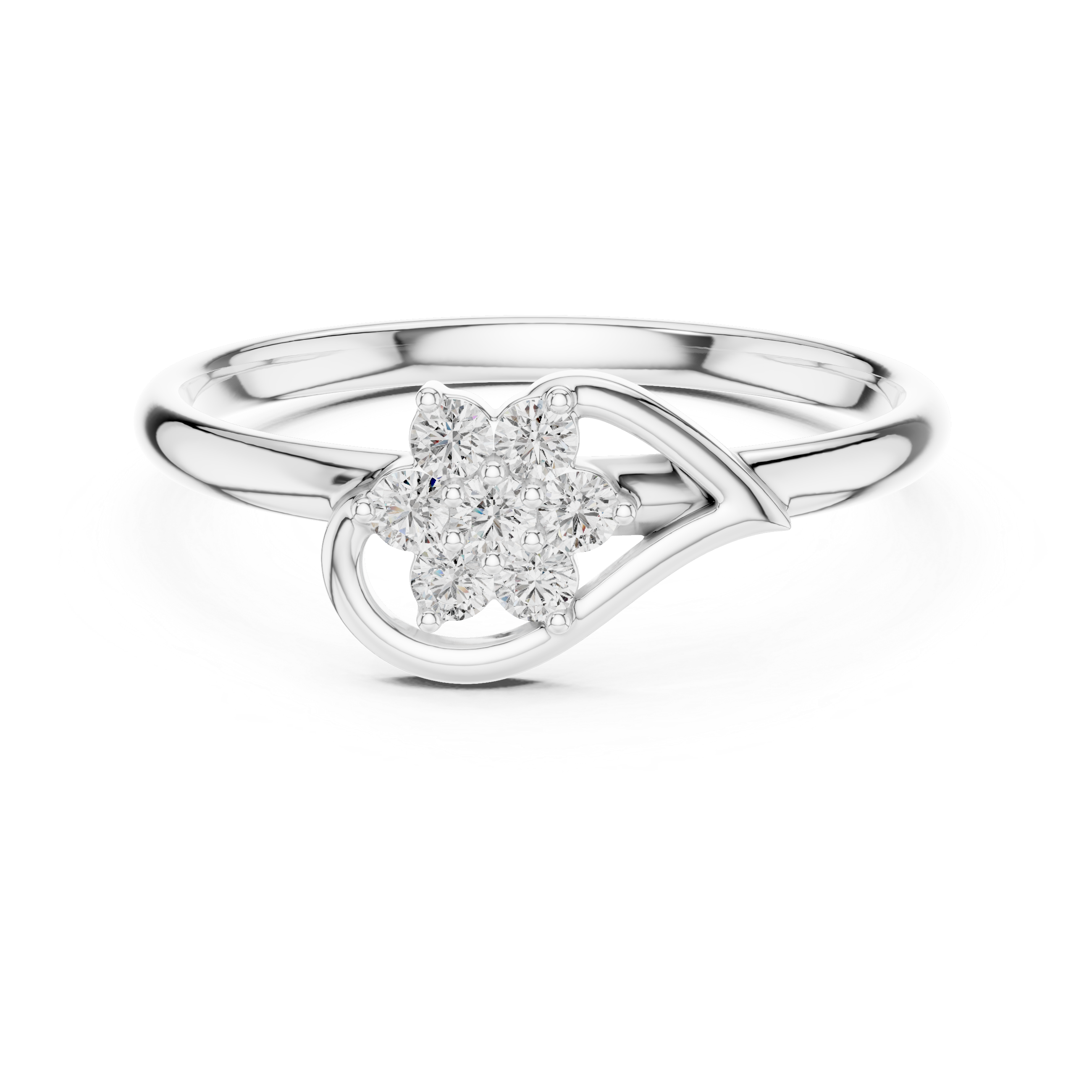 Elegant Twist Band Floral Lab-Grown Diamond Ring