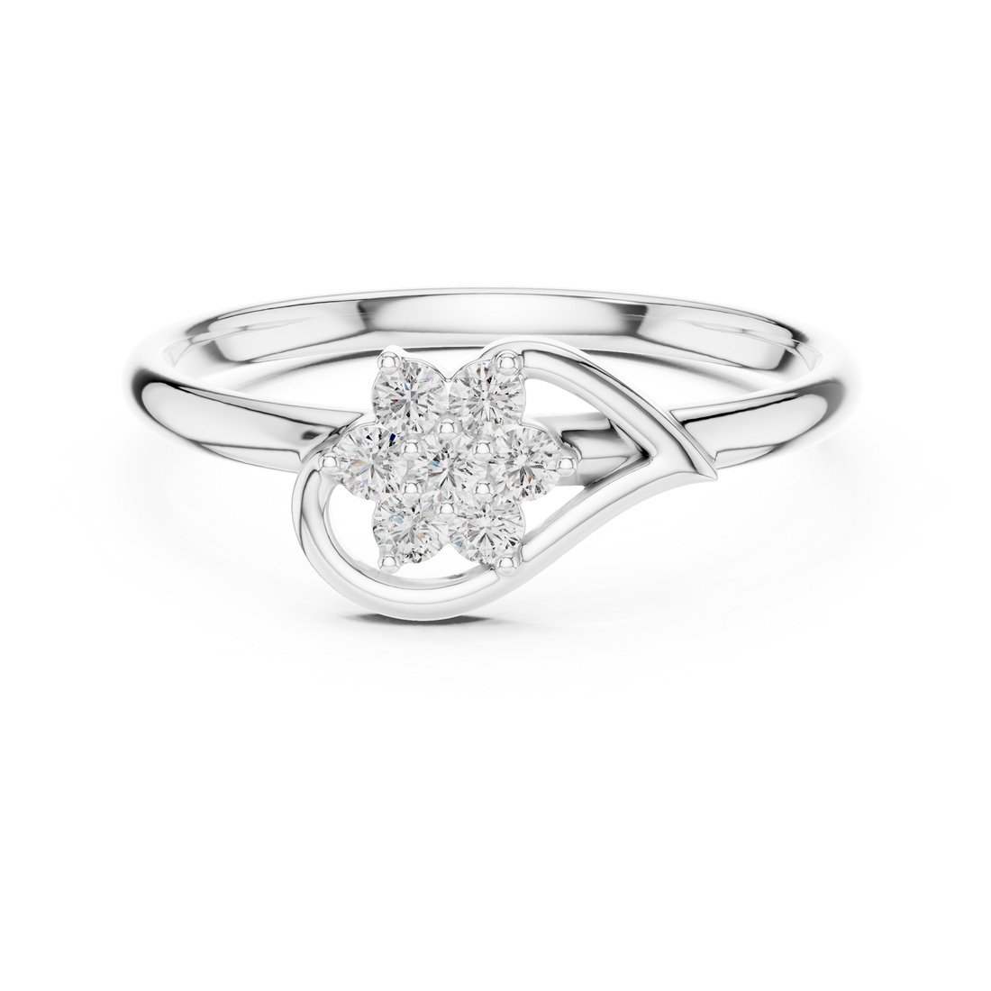 Elegant Twist Band Floral Lab-Grown Diamond Ring