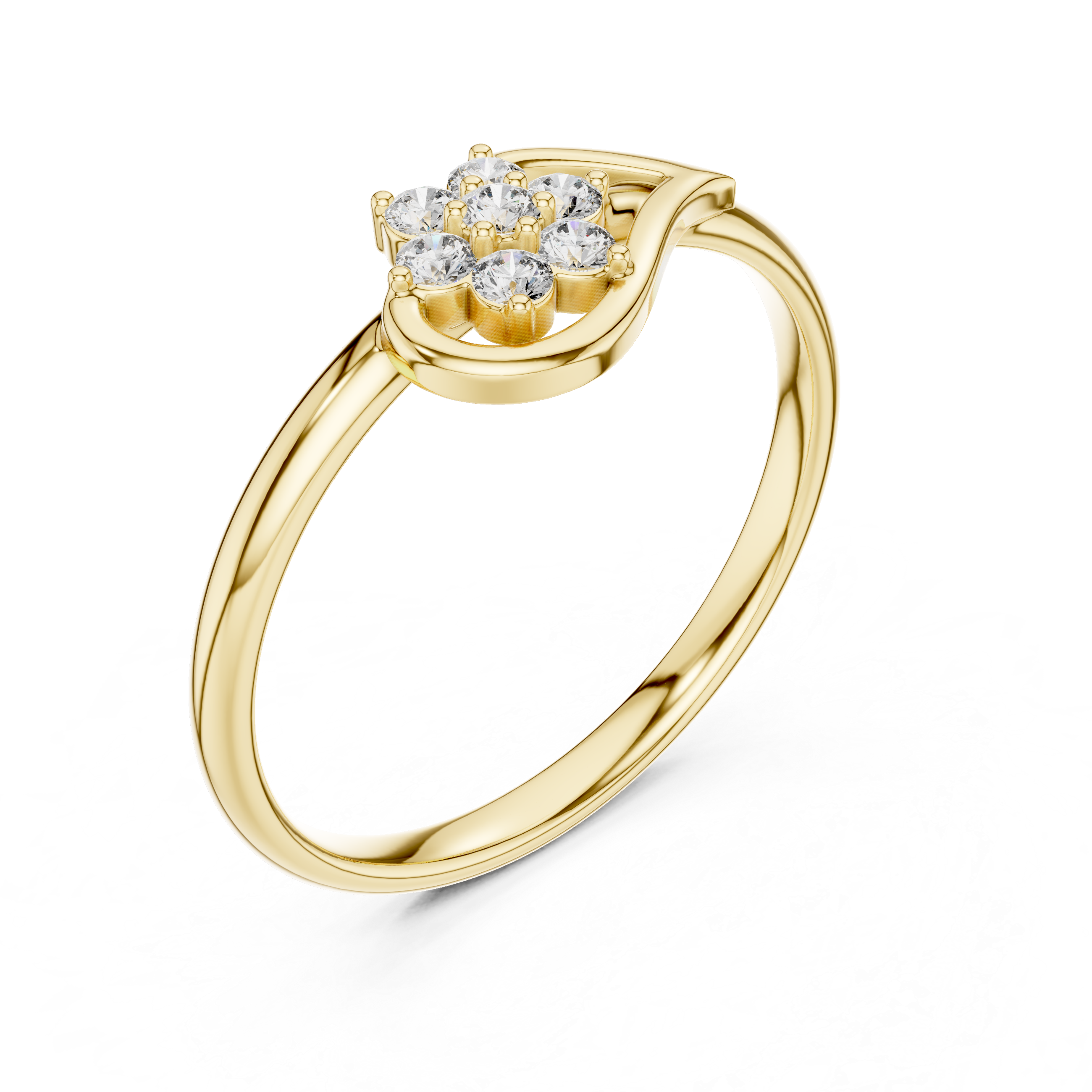 Elegant Twist Band Floral Lab-Grown Diamond Ring