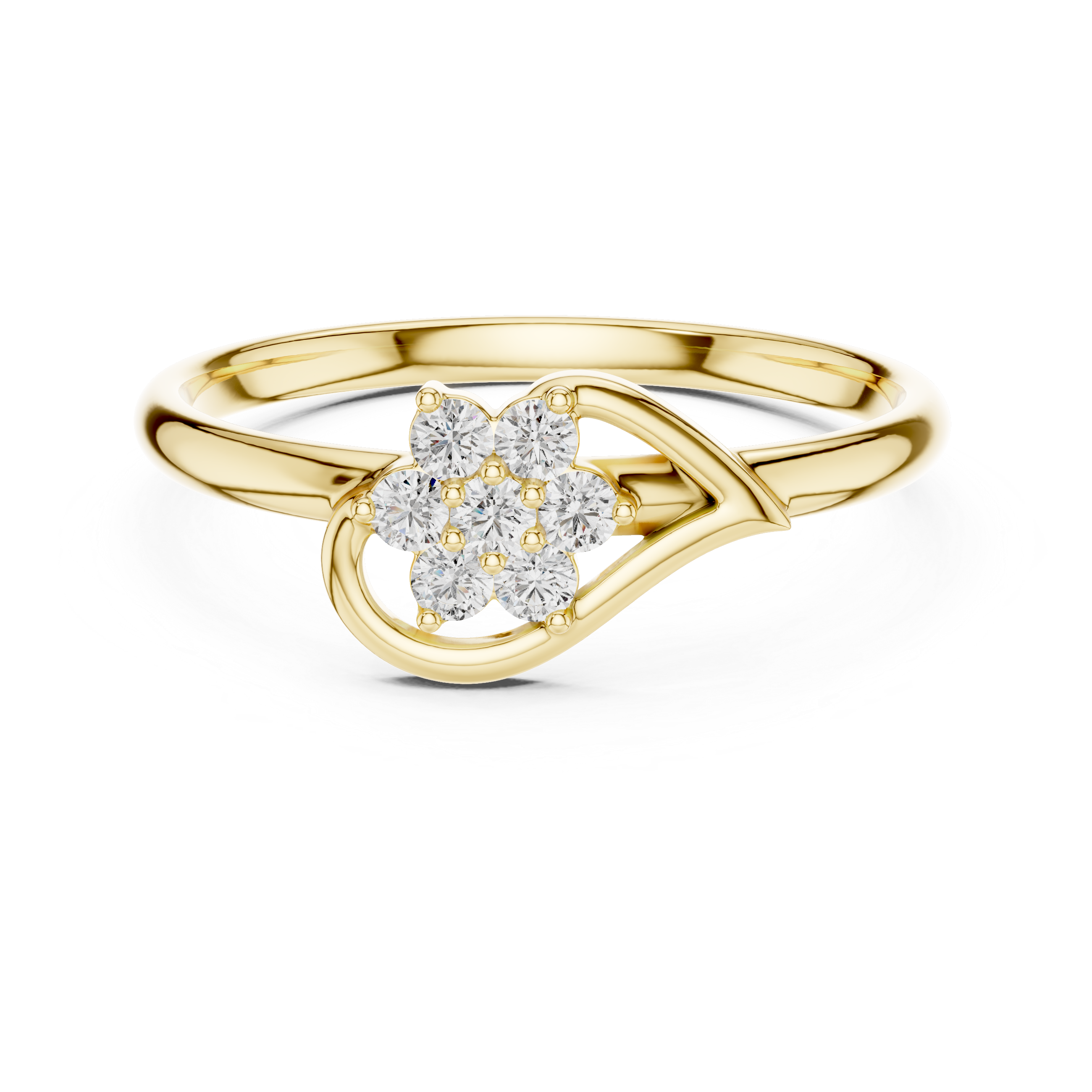 Elegant Twist Band Floral Lab-Grown Diamond Ring