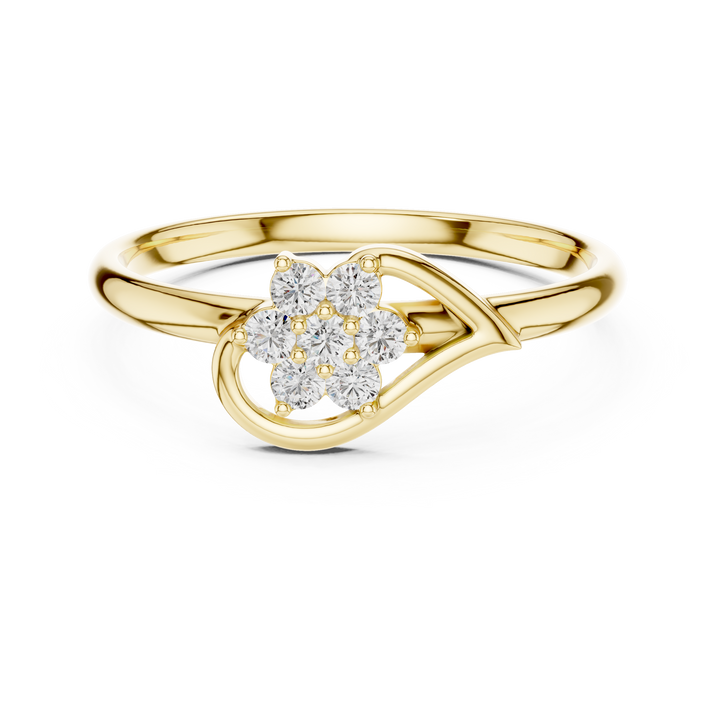 Elegant Twist Band Floral Lab-Grown Diamond Ring