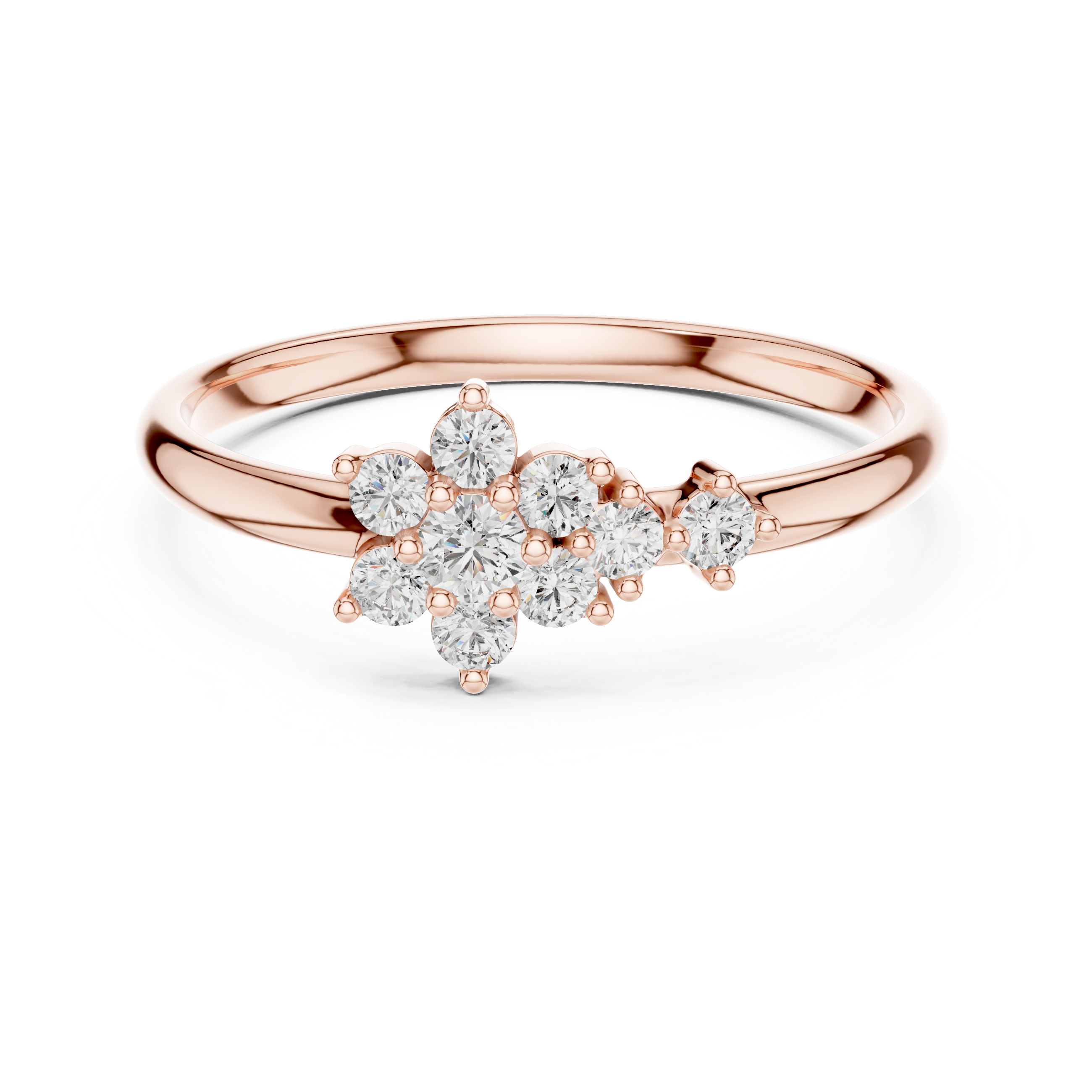 Floral Cluster Lab-Grown Diamond Ring | 14K , 18K Gold | Kiashaa Jewellery