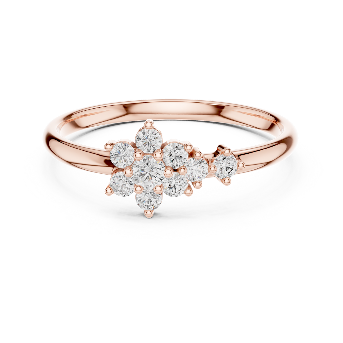 Floral Cluster Lab-Grown Diamond Ring | 14K , 18K Gold | Kiashaa Jewellery