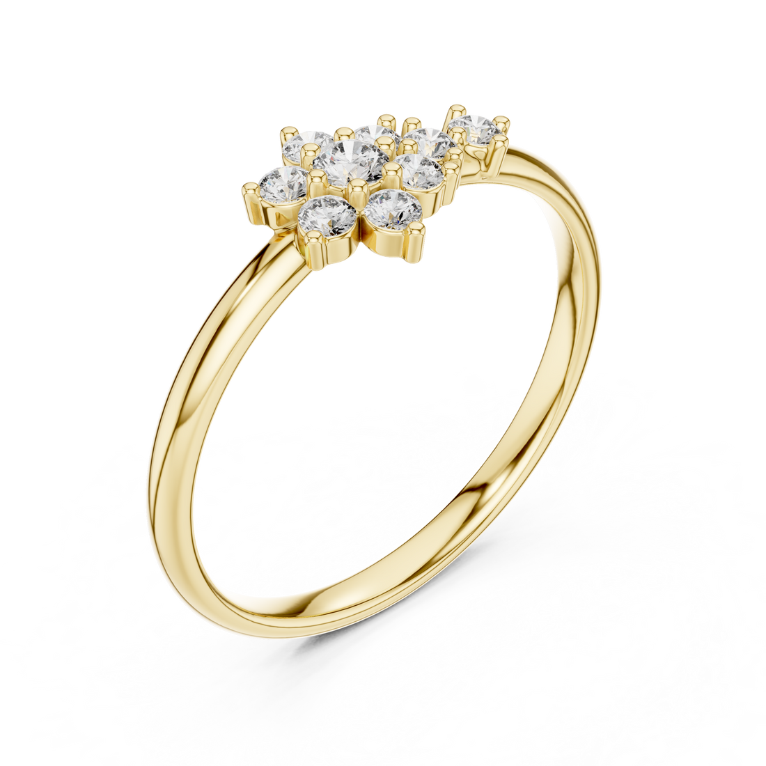 Floral Cluster Lab-Grown Diamond Ring | 14K , 18K Gold | Kiashaa Jewellery