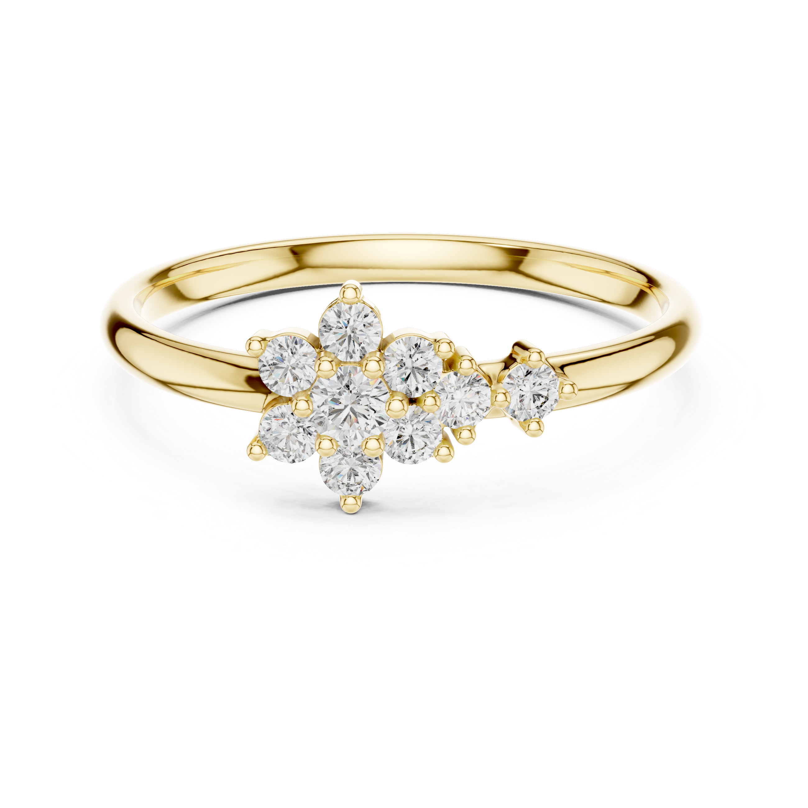 Floral Cluster Lab-Grown Diamond Ring | 14K , 18K Gold | Kiashaa Jewellery