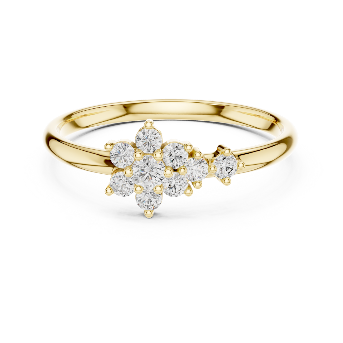Floral Cluster Lab-Grown Diamond Ring | 14K , 18K Gold | Kiashaa Jewellery