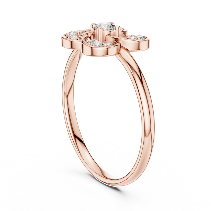 Floral Four-Petal Lab-Grown Diamond Ring | 14K ,18K Gold | Kiashaa Jewellery
