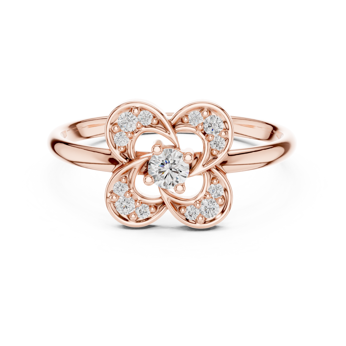 Floral Four-Petal Lab-Grown Diamond Ring | 14K ,18K Gold | Kiashaa Jewellery
