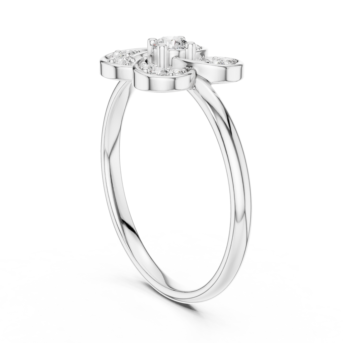 Floral Four-Petal Lab-Grown Diamond Ring | 14K ,18K Gold | Kiashaa Jewellery
