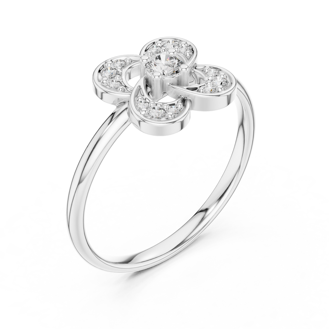 Floral Four-Petal Lab-Grown Diamond Ring | 14K ,18K Gold | Kiashaa Jewellery