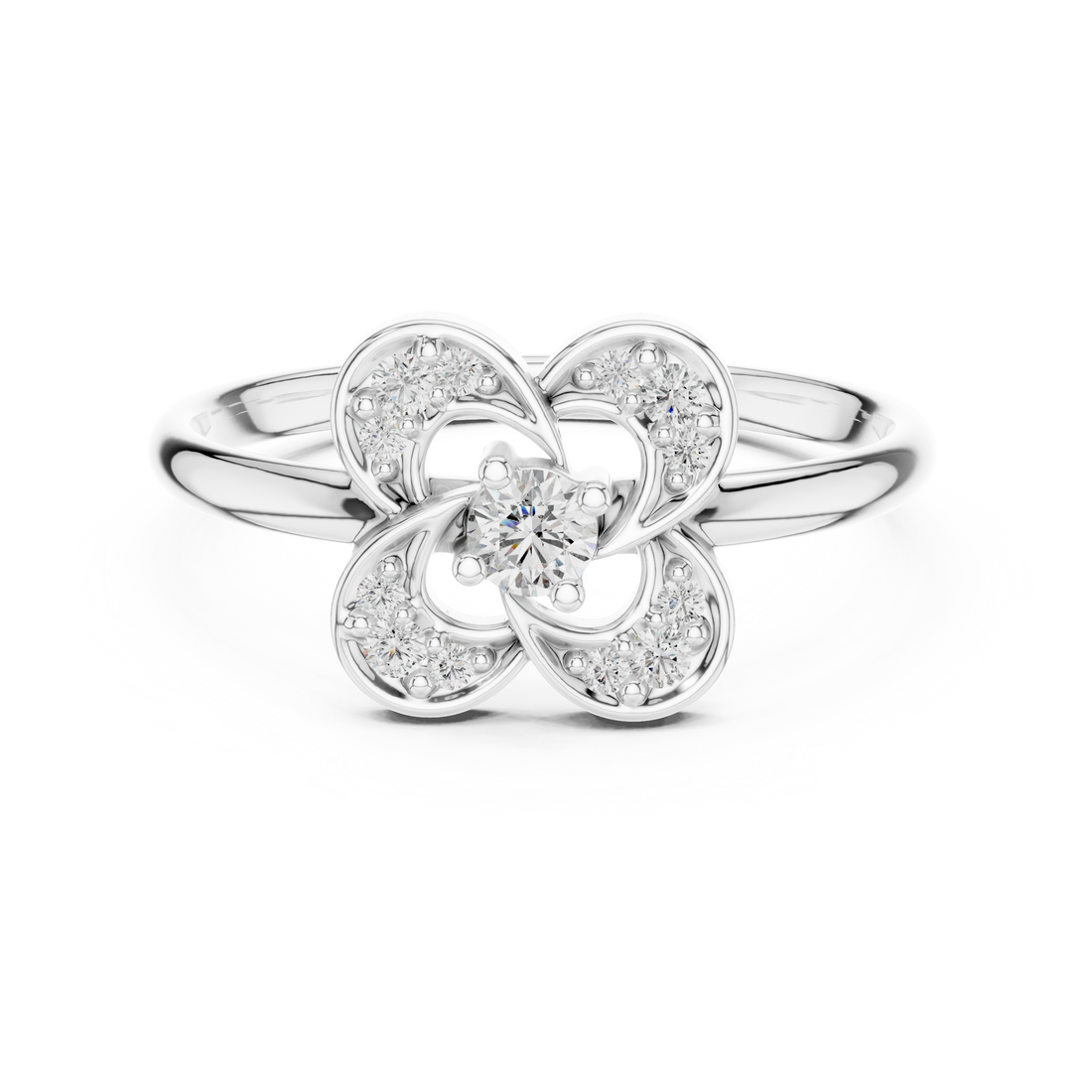 Floral Four-Petal Lab-Grown Diamond Ring | 14K ,18K Gold | Kiashaa Jewellery