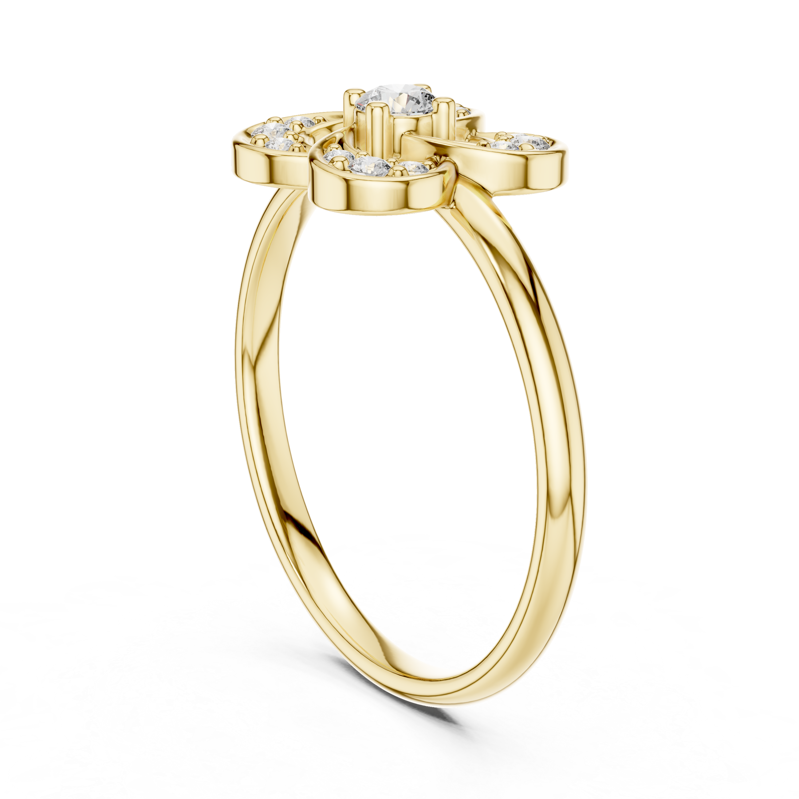 Floral Four-Petal Lab-Grown Diamond Ring | 14K ,18K Gold | Kiashaa Jewellery
