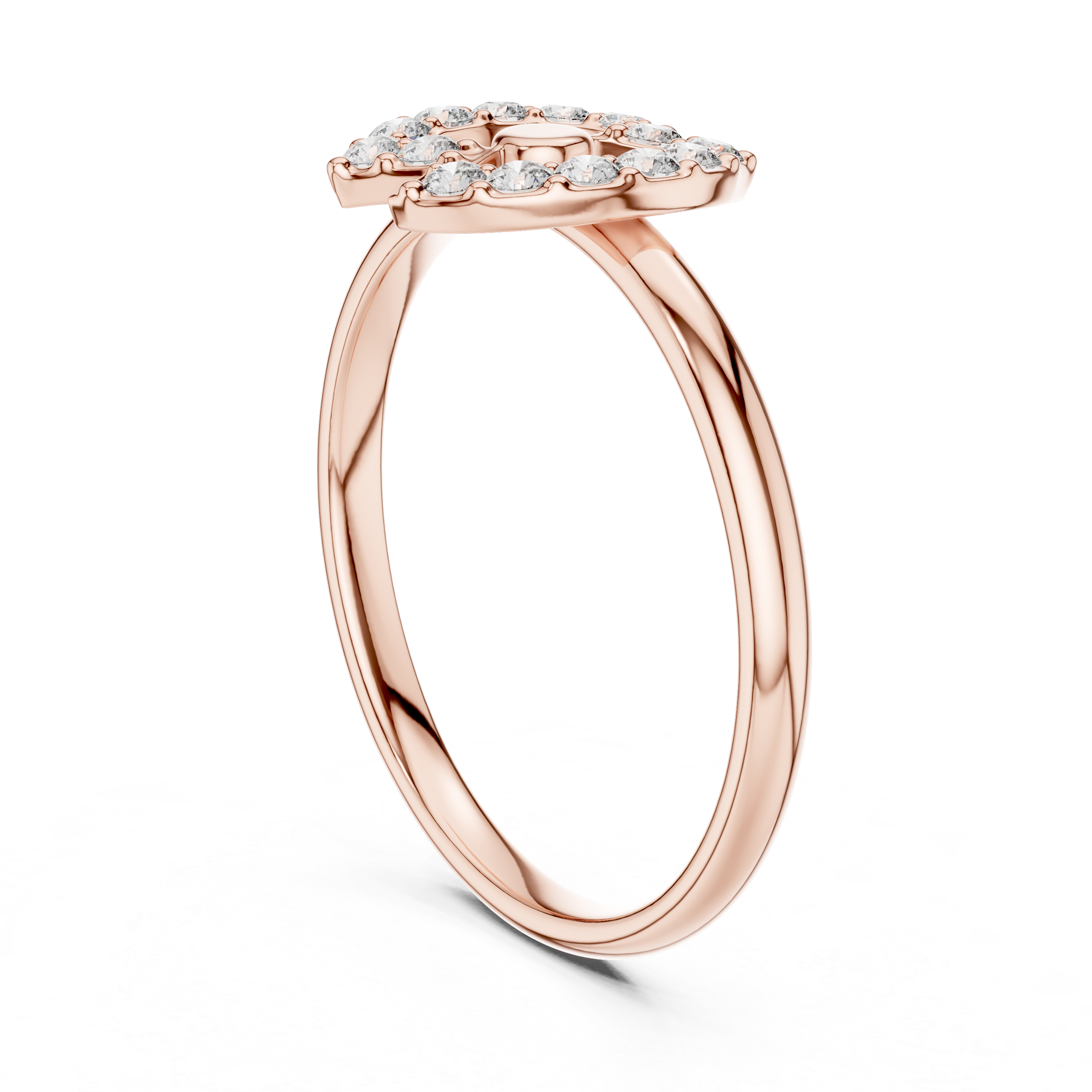Contemporary Halo Cut-Out Lab-Grown Diamond Ring | 14K ,18K Gold | Kiashaa Jewellery