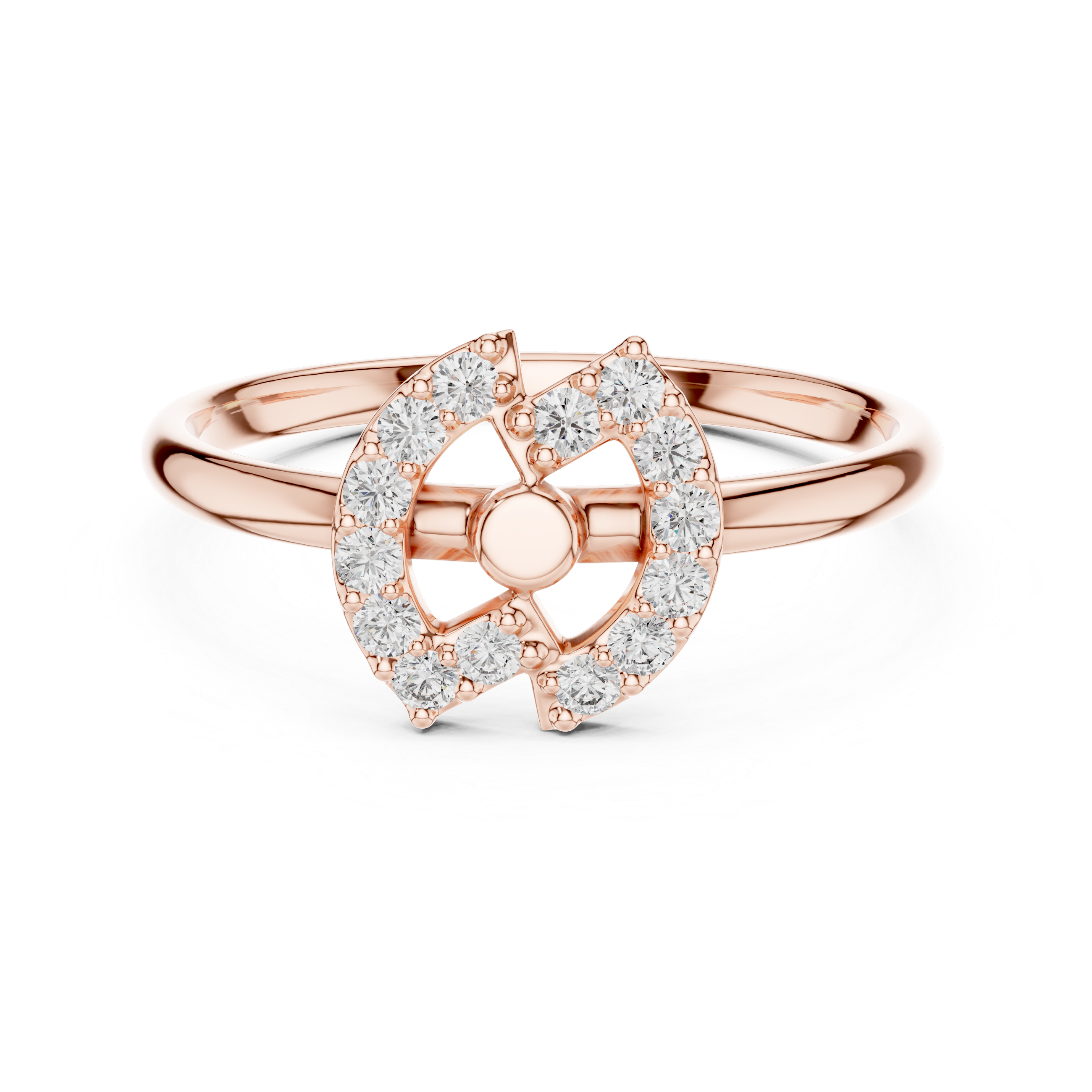 Contemporary Halo Cut-Out Lab-Grown Diamond Ring | 14K ,18K Gold | Kiashaa Jewellery