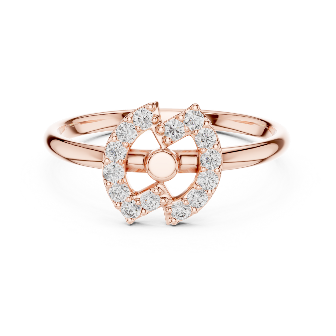 Contemporary Halo Cut-Out Lab-Grown Diamond Ring | 14K ,18K Gold | Kiashaa Jewellery