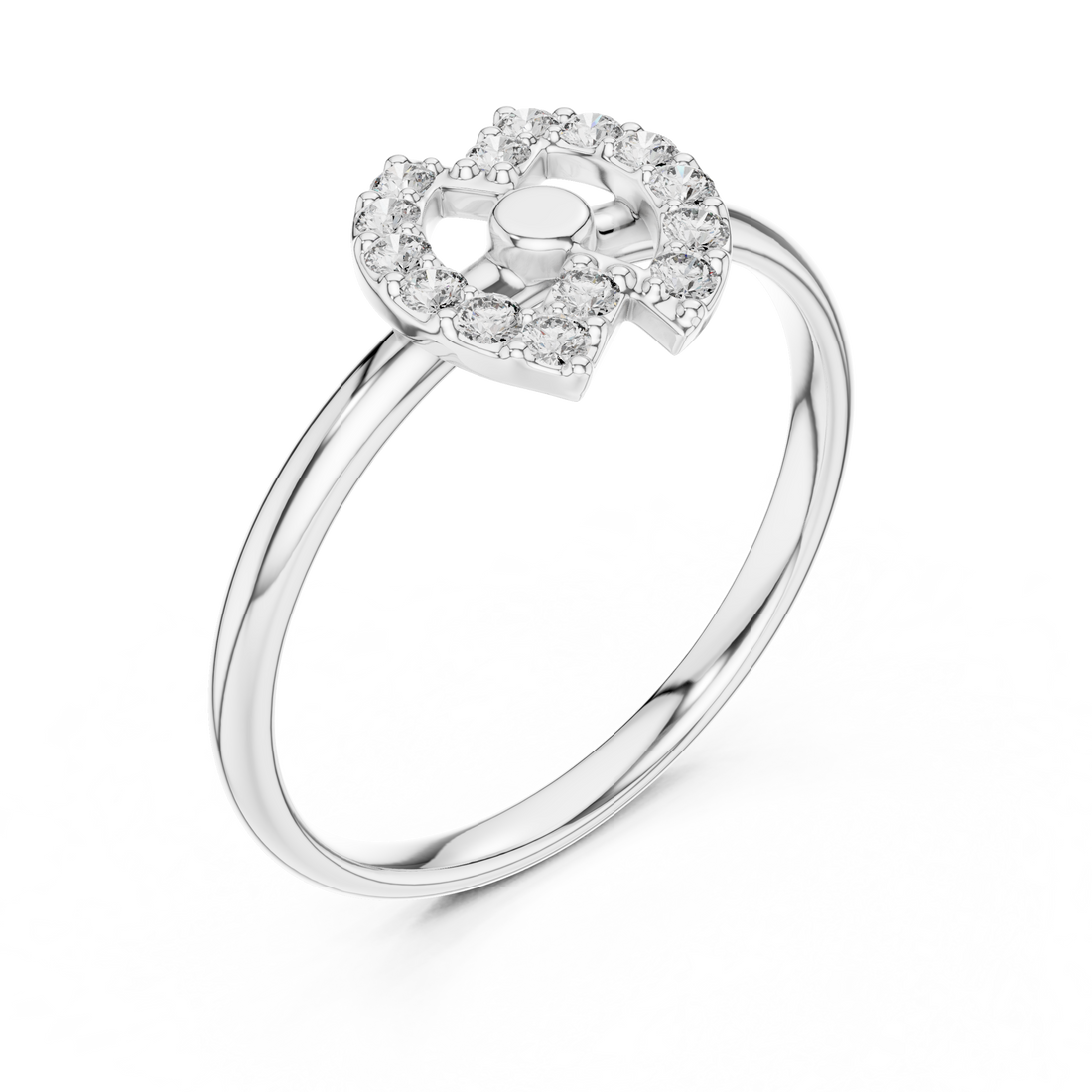 Contemporary Halo Cut-Out Lab-Grown Diamond Ring | 14K ,18K Gold | Kiashaa Jewellery
