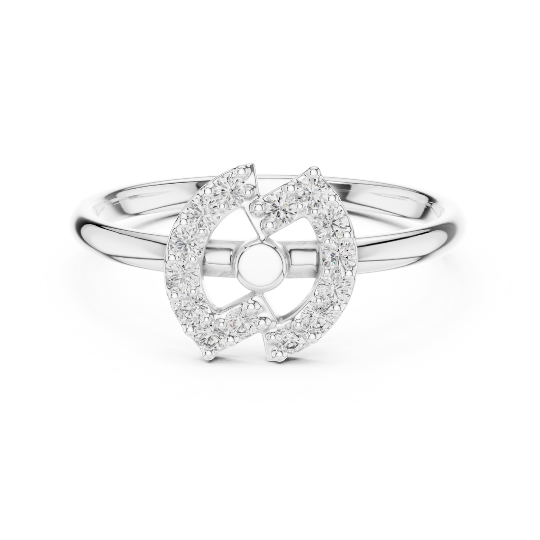 Contemporary Halo Cut-Out Lab-Grown Diamond Ring | 14K ,18K Gold | Kiashaa Jewellery