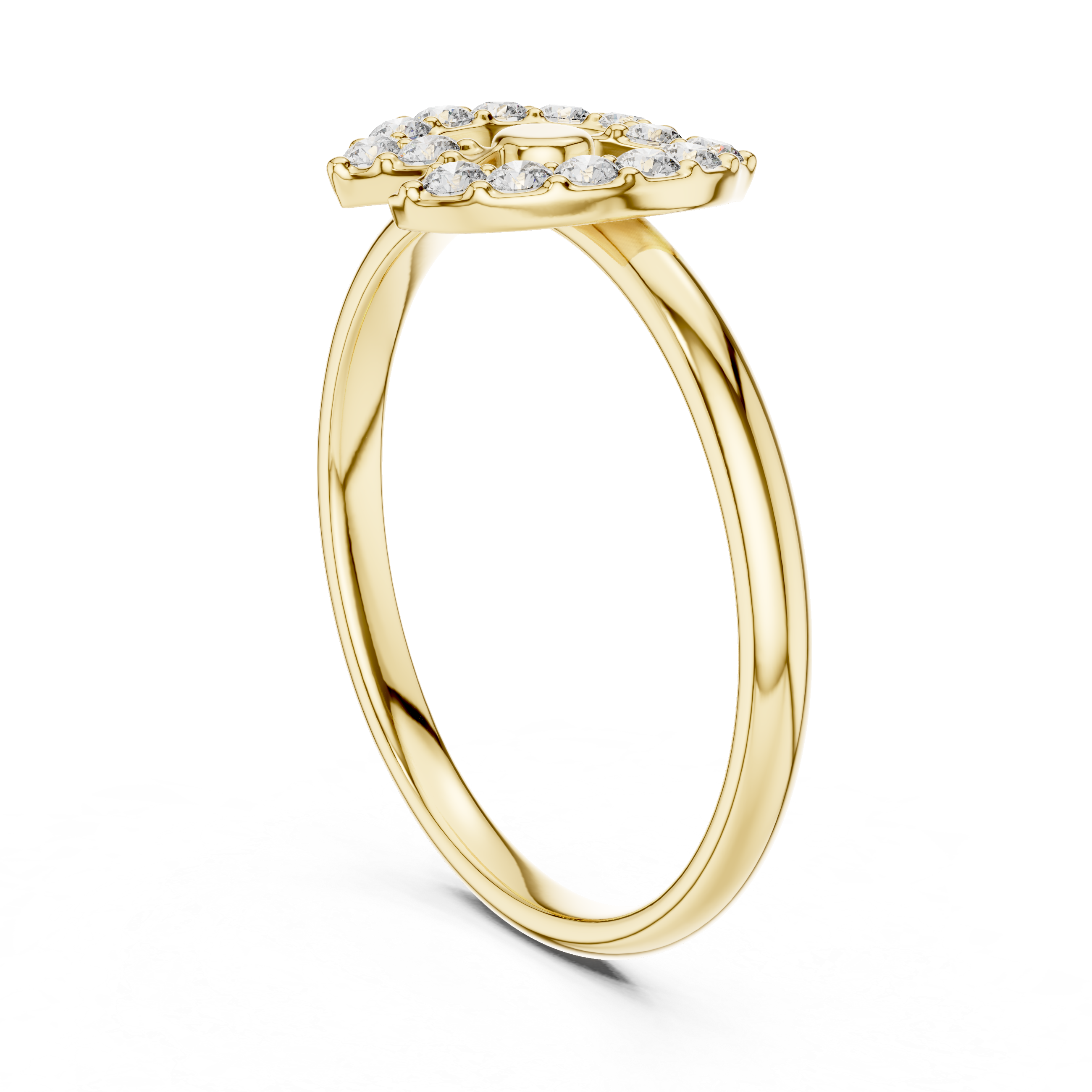 Contemporary Halo Cut-Out Lab-Grown Diamond Ring | 14K ,18K Gold | Kiashaa Jewellery