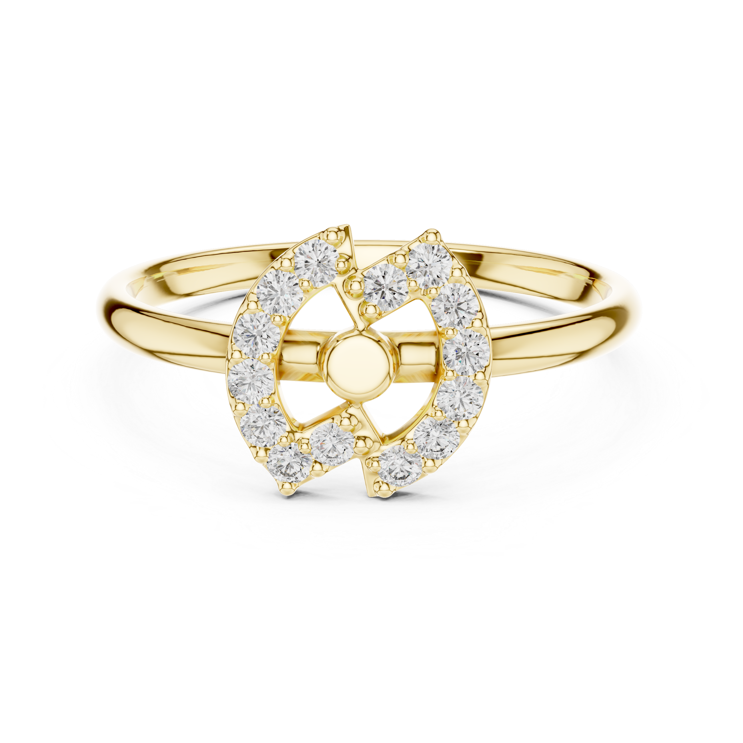 Contemporary Halo Cut-Out Lab-Grown Diamond Ring | 14K ,18K Gold | Kiashaa Jewellery