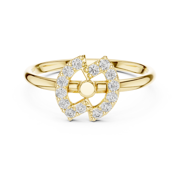 Contemporary Halo Cut-Out Lab-Grown Diamond Ring | 14K ,18K Gold | Kiashaa Jewellery