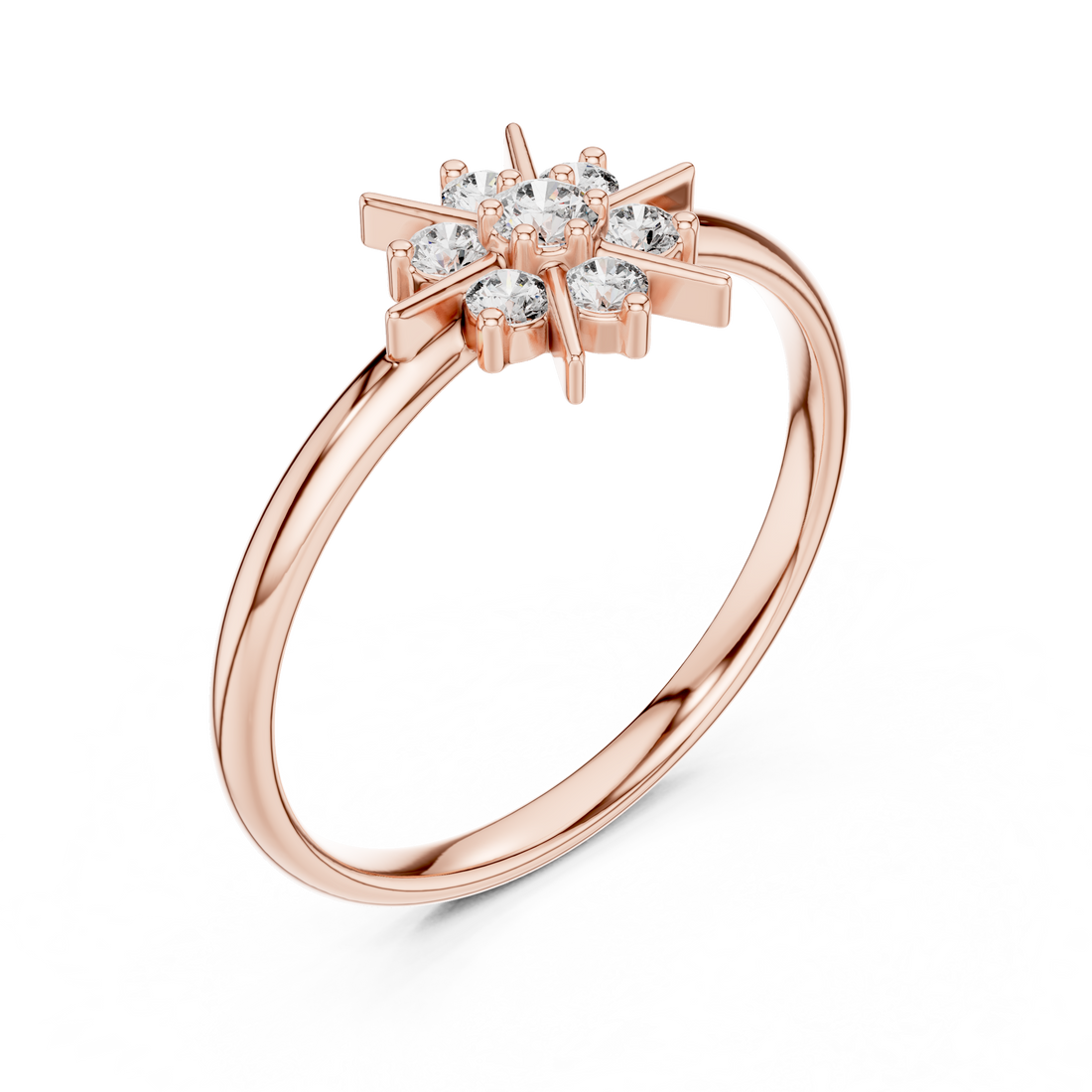 Starburst Cluster Lab-Grown Diamond Ring | 14K ,18K Gold | Kiashaa Jewellery