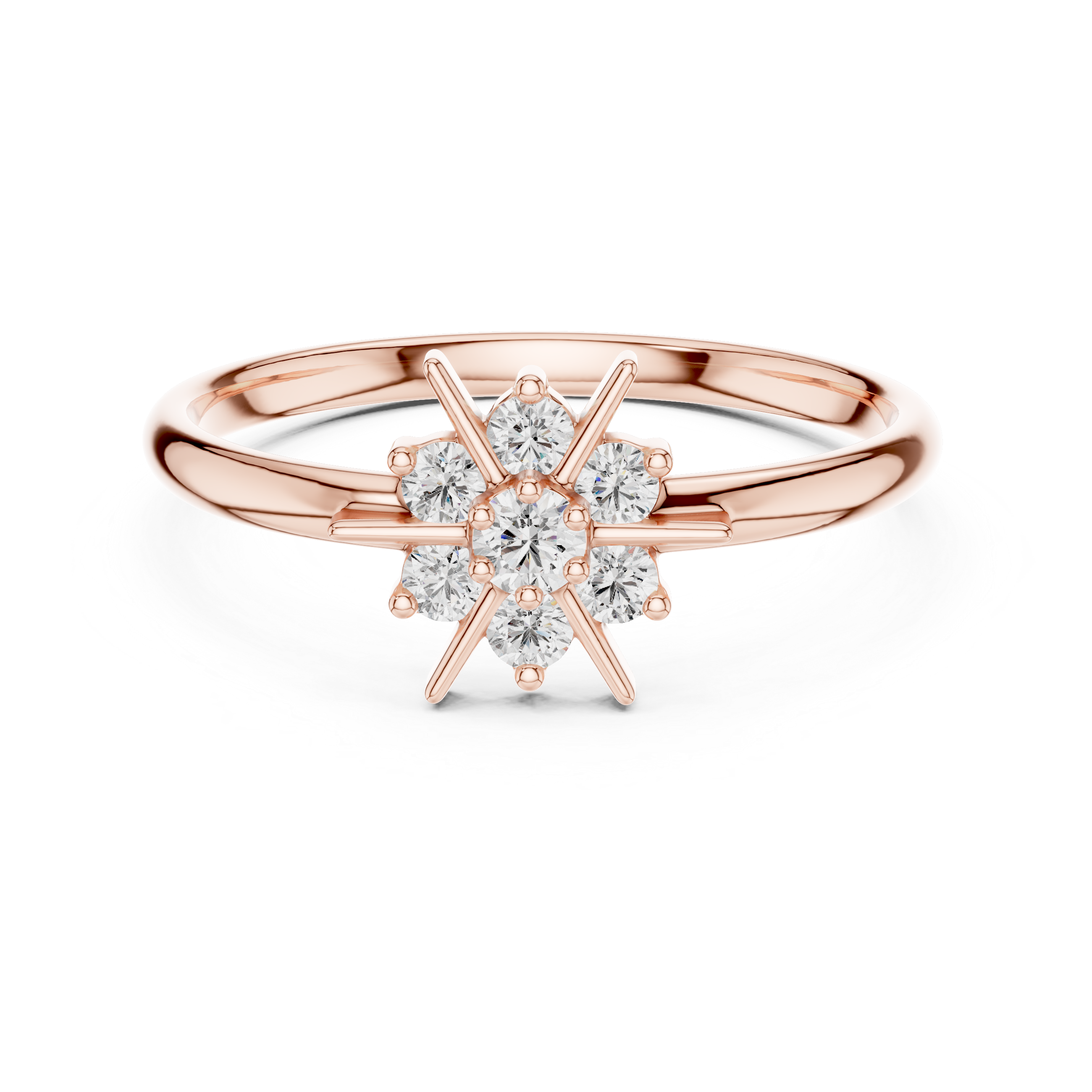 Starburst Cluster Lab-Grown Diamond Ring | 14K ,18K Gold | Kiashaa Jewellery