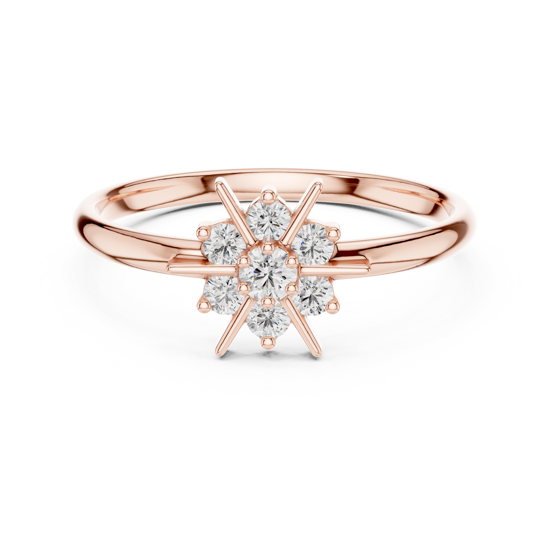 Starburst Cluster Lab-Grown Diamond Ring | 14K ,18K Gold | Kiashaa Jewellery