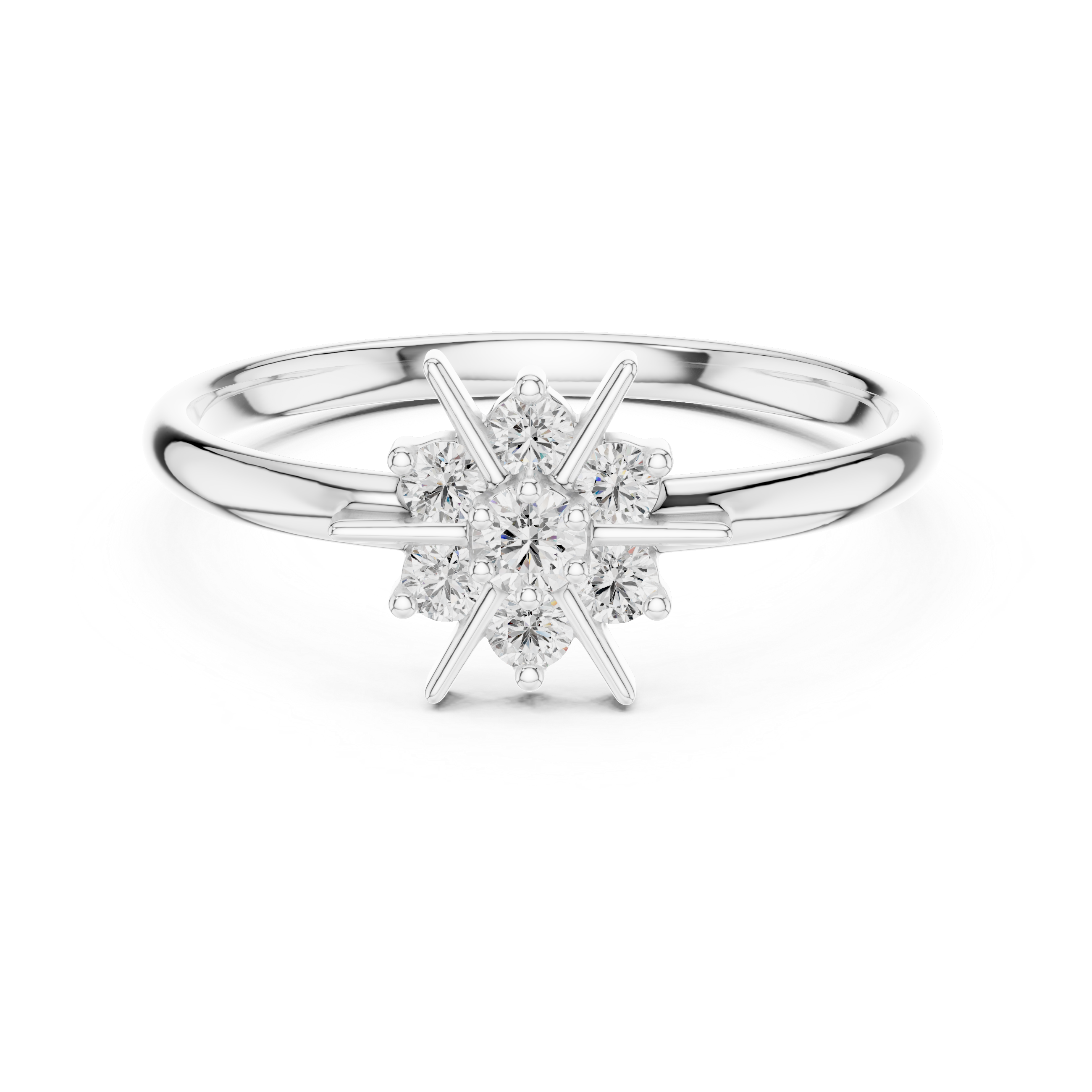 Starburst Cluster Lab-Grown Diamond Ring | 14K ,18K Gold | Kiashaa Jewellery