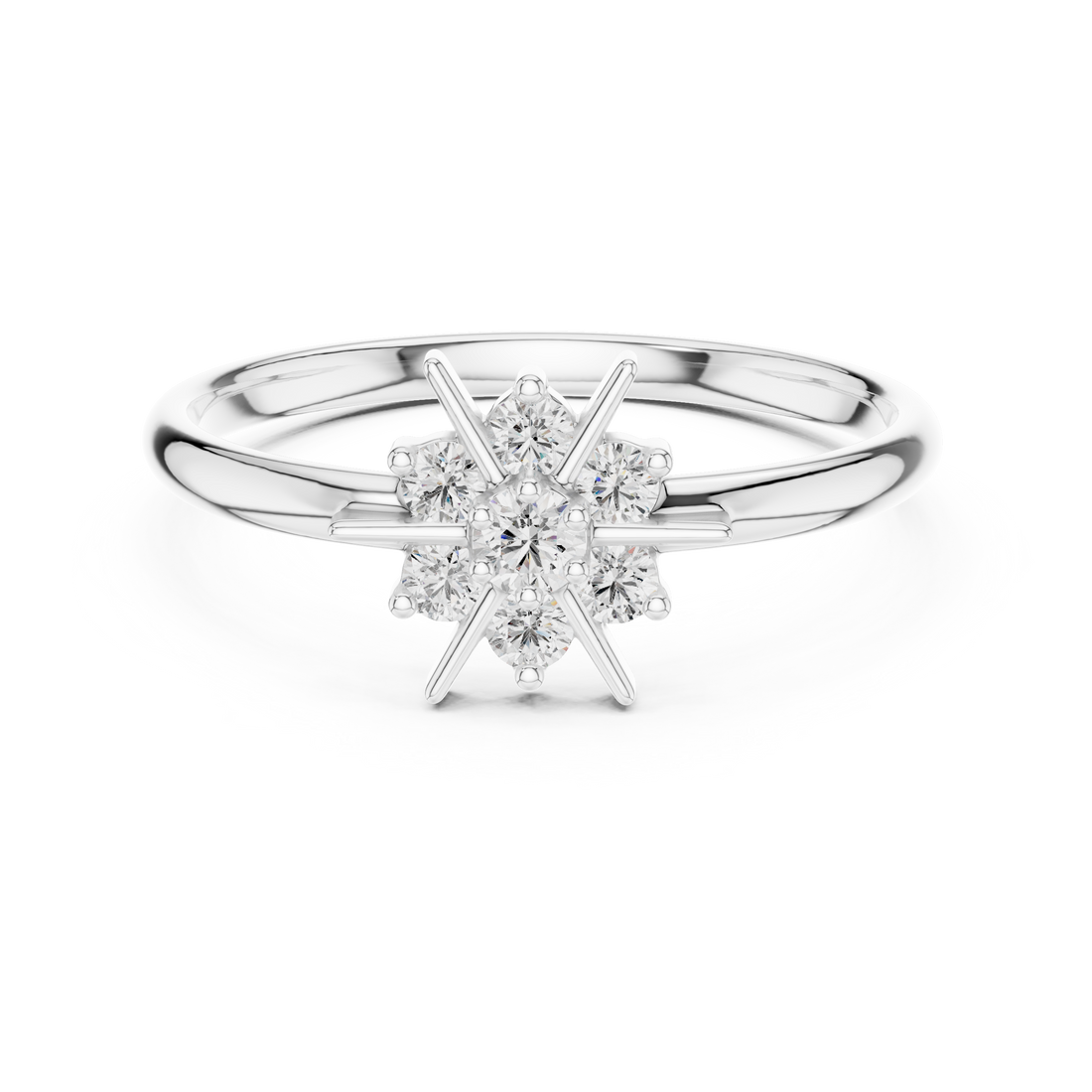 Starburst Cluster Lab-Grown Diamond Ring | 14K ,18K Gold | Kiashaa Jewellery