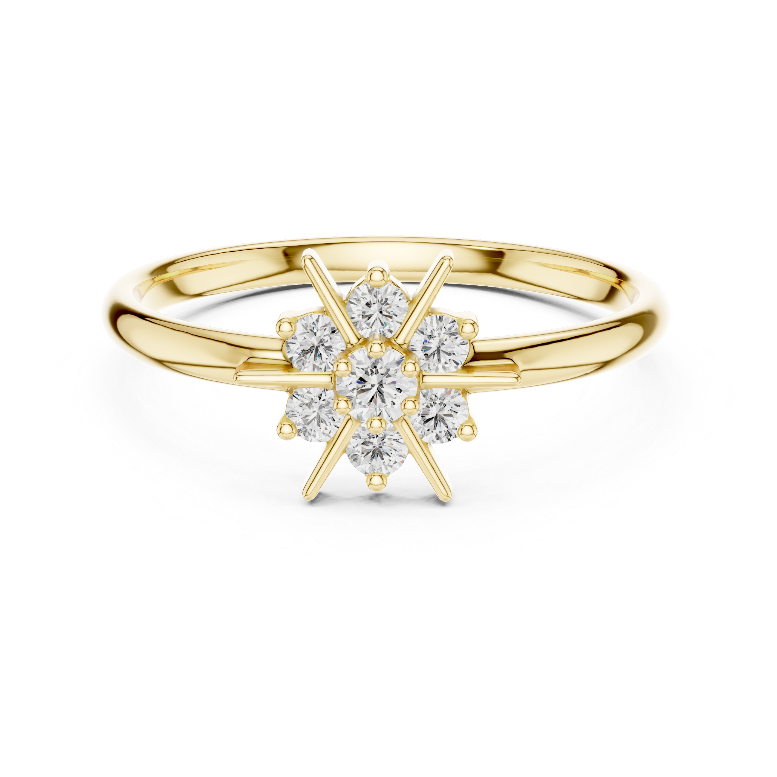 Starburst Cluster Lab-Grown Diamond Ring | 14K ,18K Gold | Kiashaa Jewellery