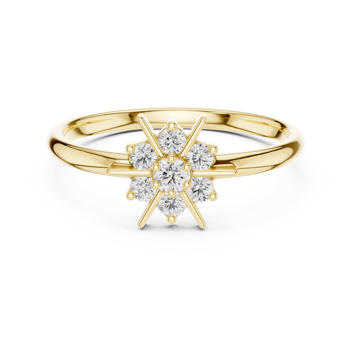 Starburst Cluster Lab-Grown Diamond Ring | 14K ,18K Gold | Kiashaa Jewellery