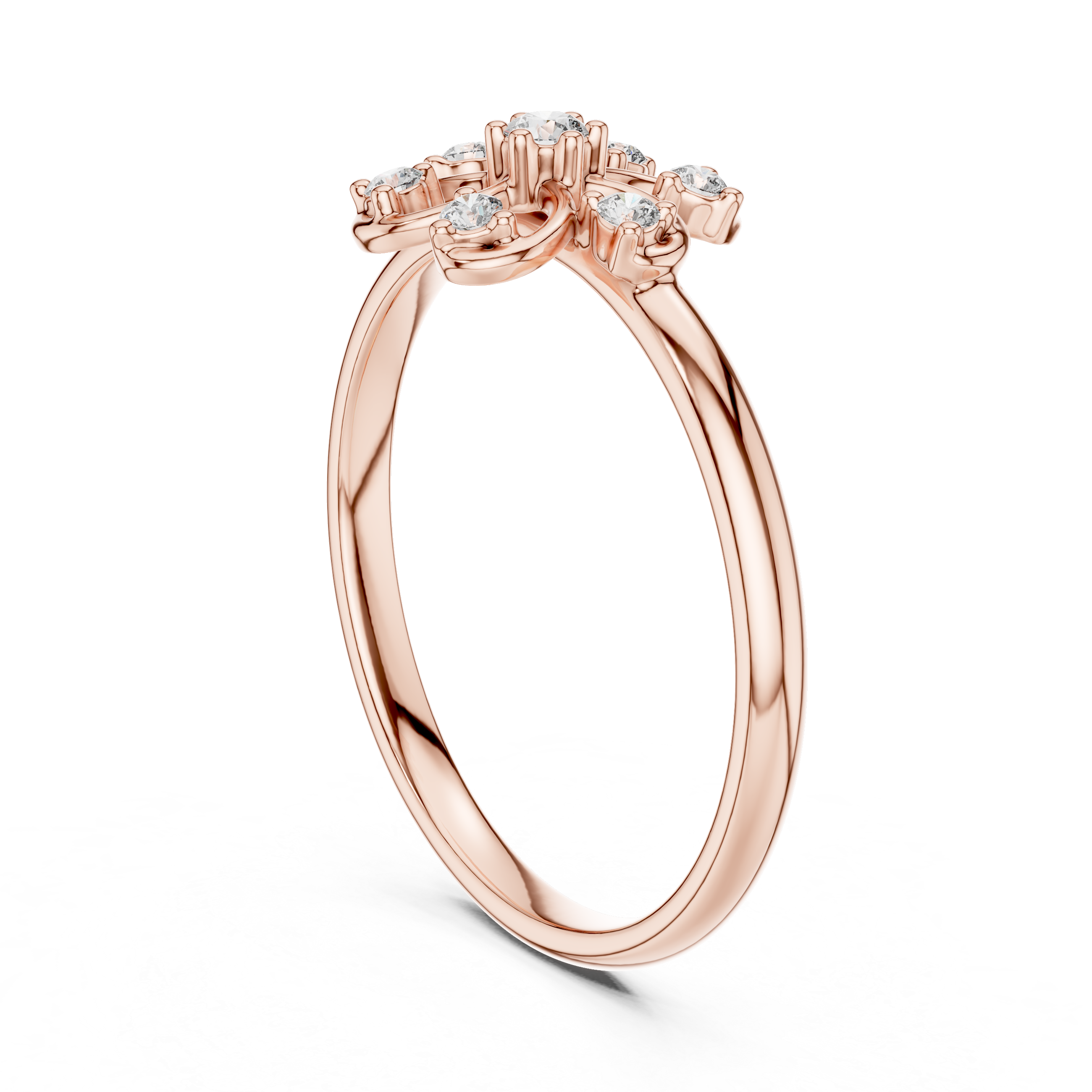 Rose Gold Floral Cluster Lab-Grown Diamond Ring | IGI Certified | Kiashaa Jewellery