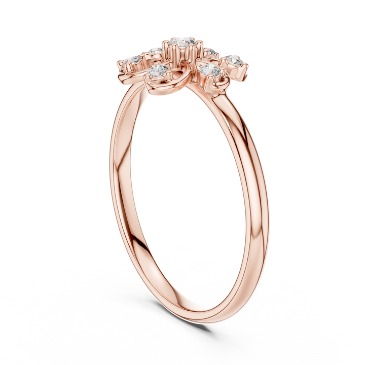 Rose Gold Floral Cluster Lab-Grown Diamond Ring | IGI Certified | Kiashaa Jewellery