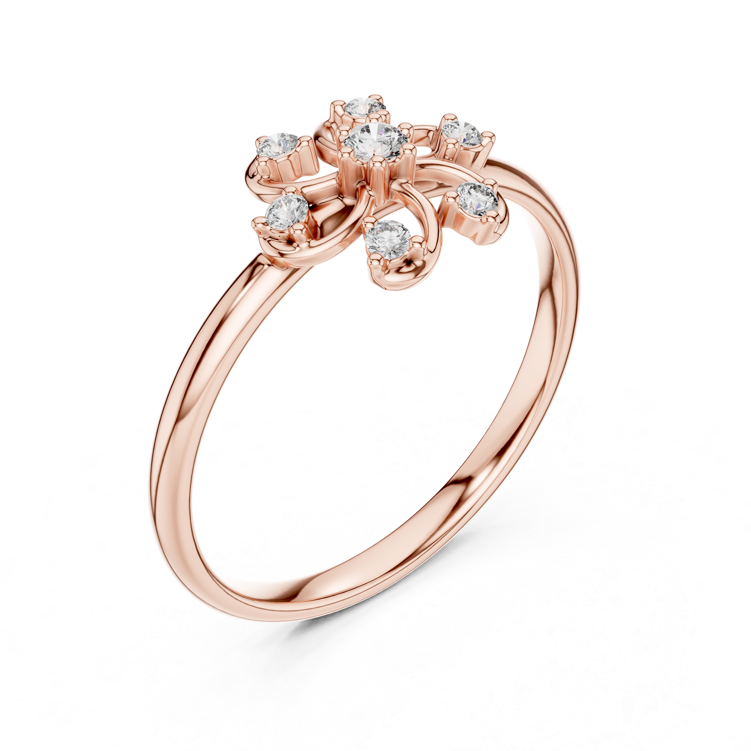 Rose Gold Floral Cluster Lab-Grown Diamond Ring | IGI Certified | Kiashaa Jewellery