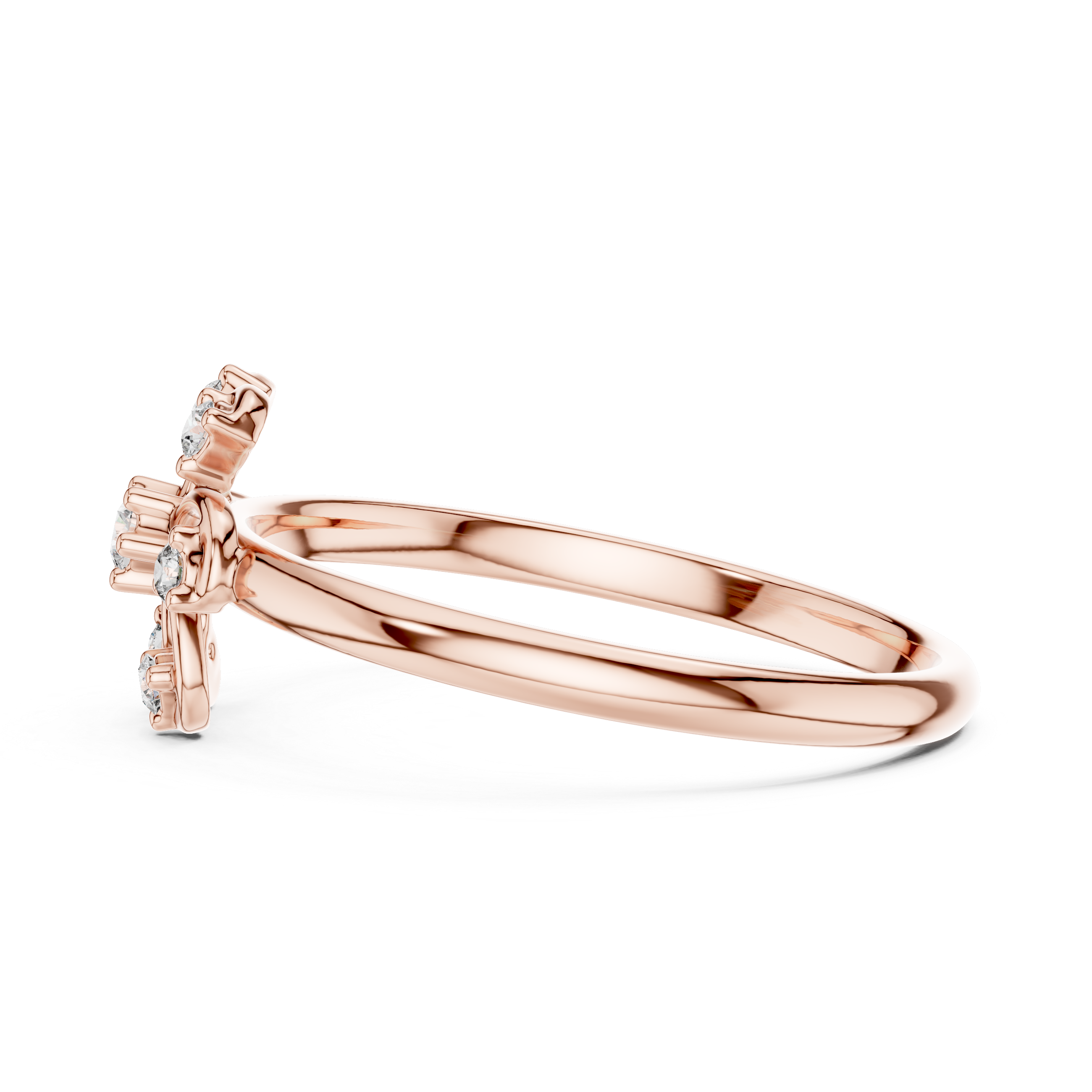 Rose Gold Floral Cluster Lab-Grown Diamond Ring | IGI Certified | Kiashaa Jewellery
