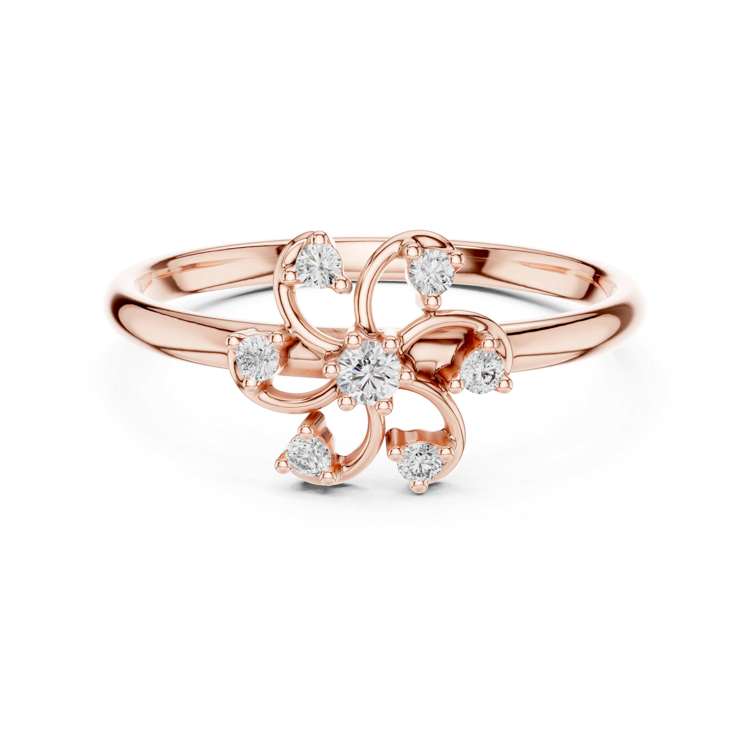 Rose Gold Floral Cluster Lab-Grown Diamond Ring | IGI Certified | Kiashaa Jewellery