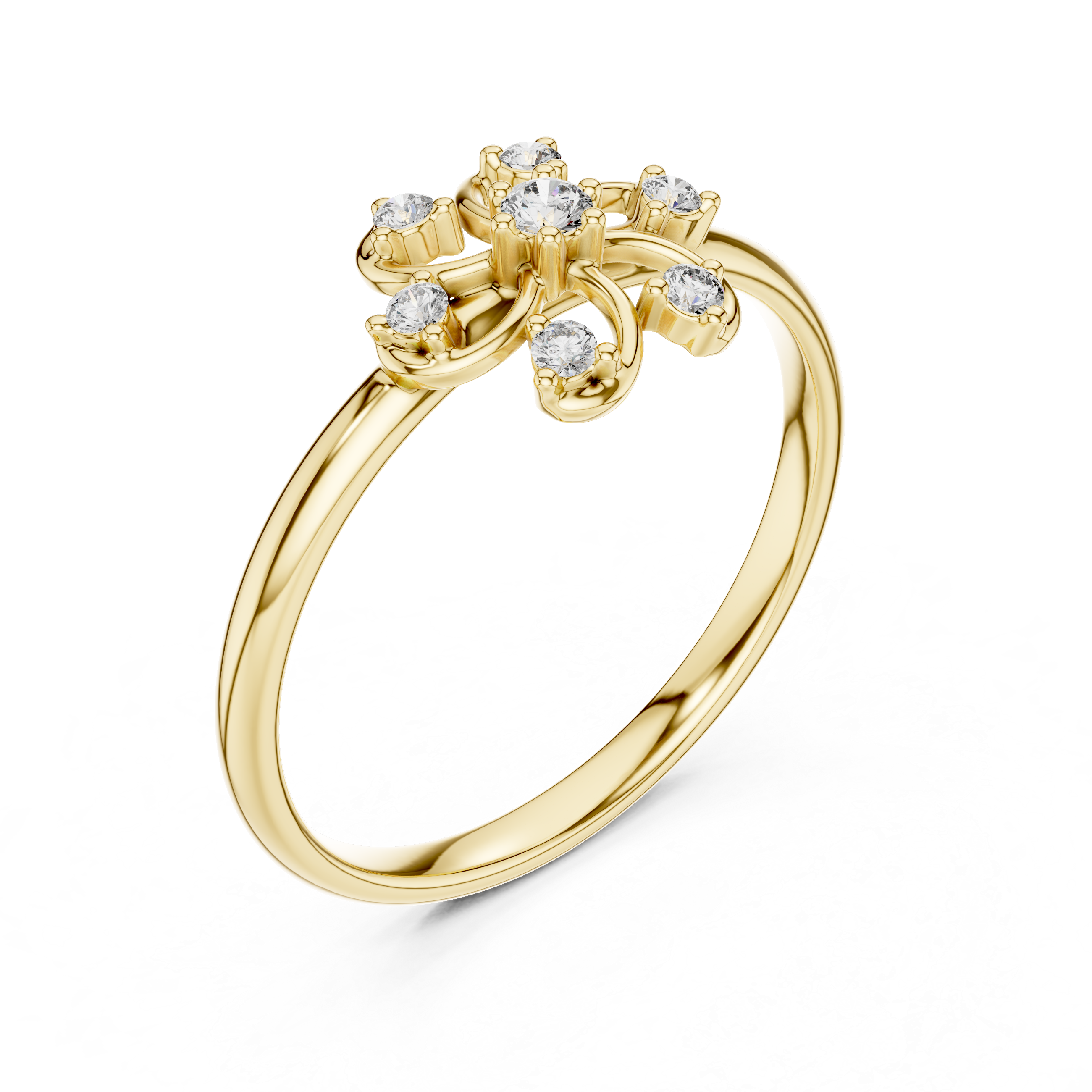 Rose Gold Floral Cluster Lab-Grown Diamond Ring | IGI Certified | Kiashaa Jewellery