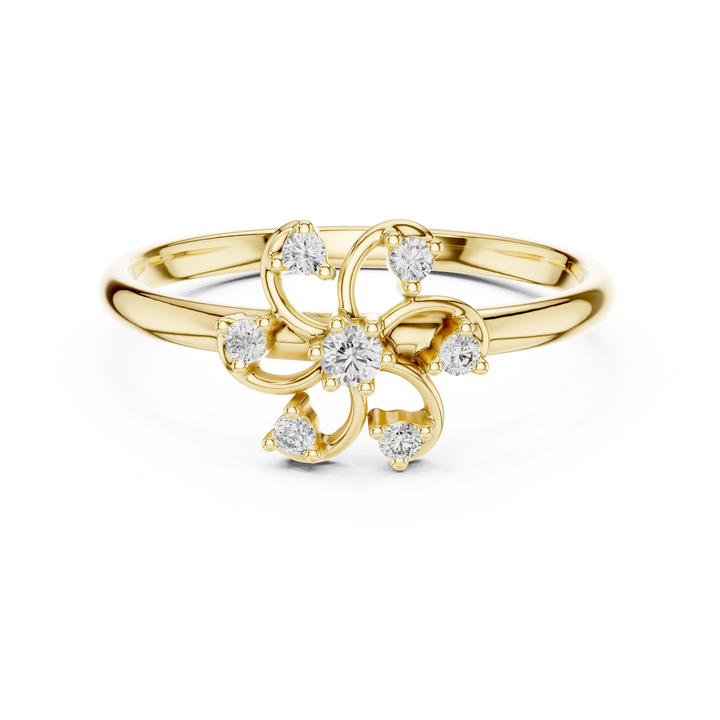 Rose Gold Floral Cluster Lab-Grown Diamond Ring | IGI Certified | Kiashaa Jewellery