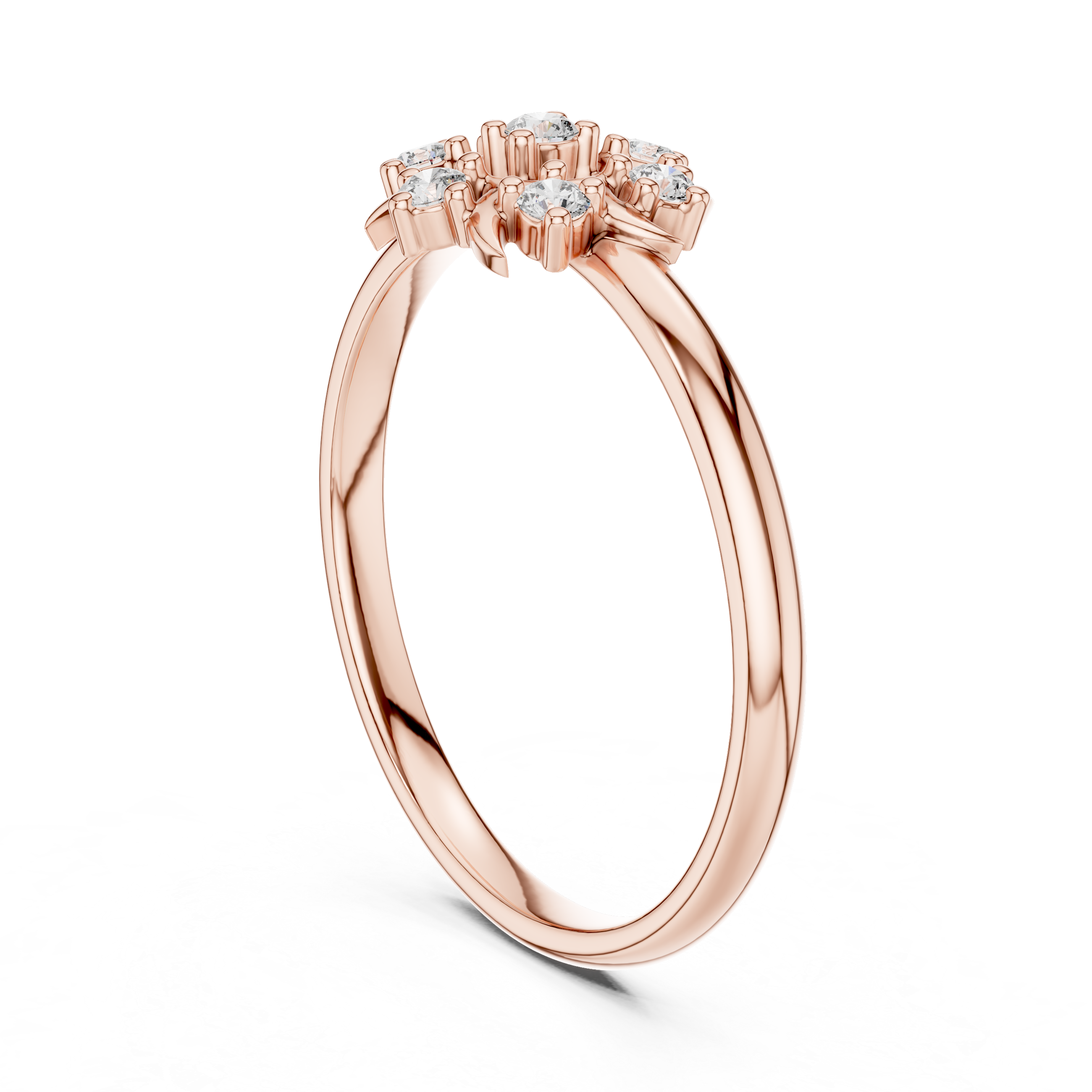 Rose Gold Floral Cluster Lab-Grown Diamond Ring | IGI Certified | Kiashaa Jewellery