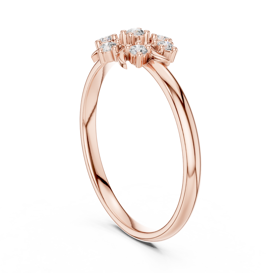 Rose Gold Floral Cluster Lab-Grown Diamond Ring | IGI Certified | Kiashaa Jewellery