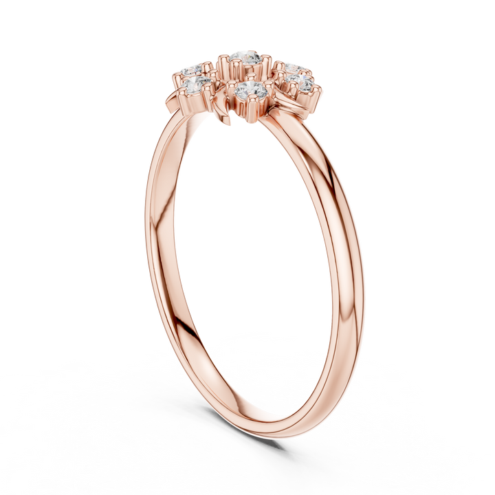 Rose Gold Floral Cluster Lab-Grown Diamond Ring | IGI Certified | Kiashaa Jewellery