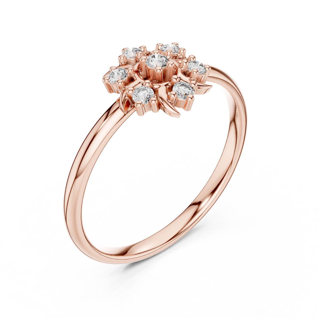 Rose Gold Floral Cluster Lab-Grown Diamond Ring | IGI Certified | Kiashaa Jewellery