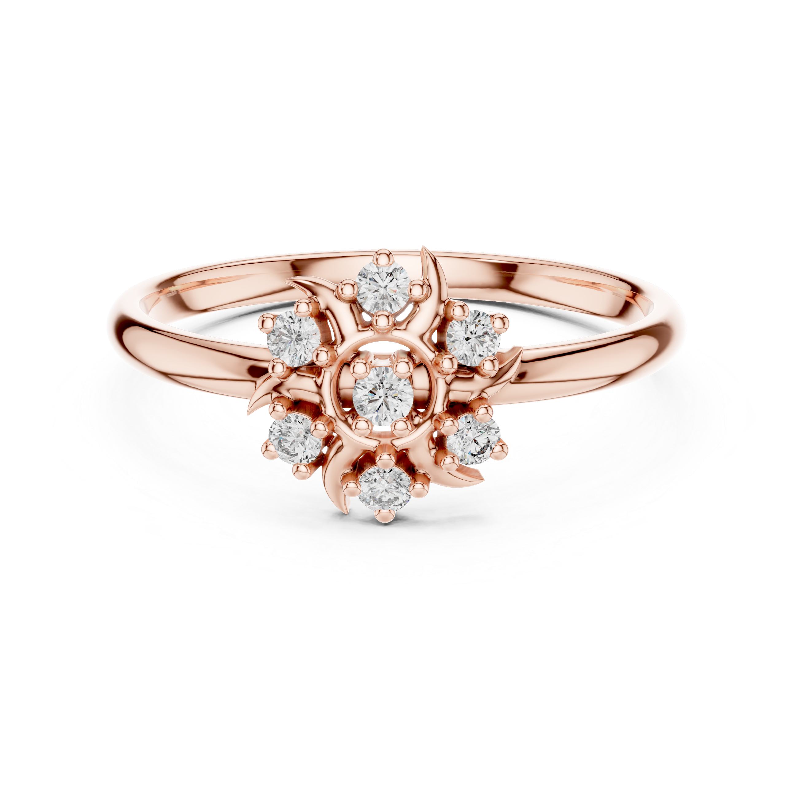 Rose Gold Floral Cluster Lab-Grown Diamond Ring | IGI Certified | Kiashaa Jewellery