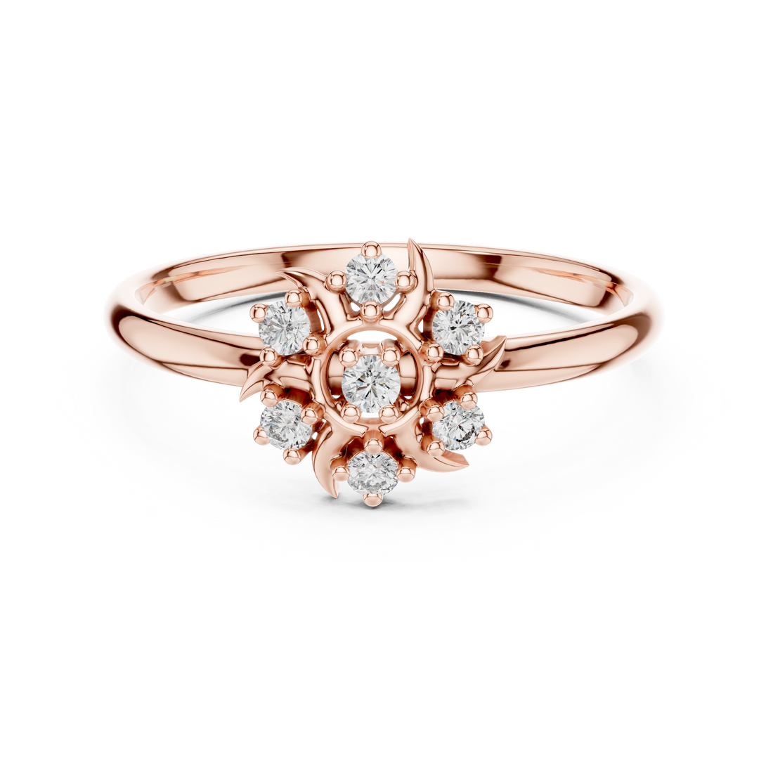 Rose Gold Floral Cluster Lab-Grown Diamond Ring | IGI Certified | Kiashaa Jewellery