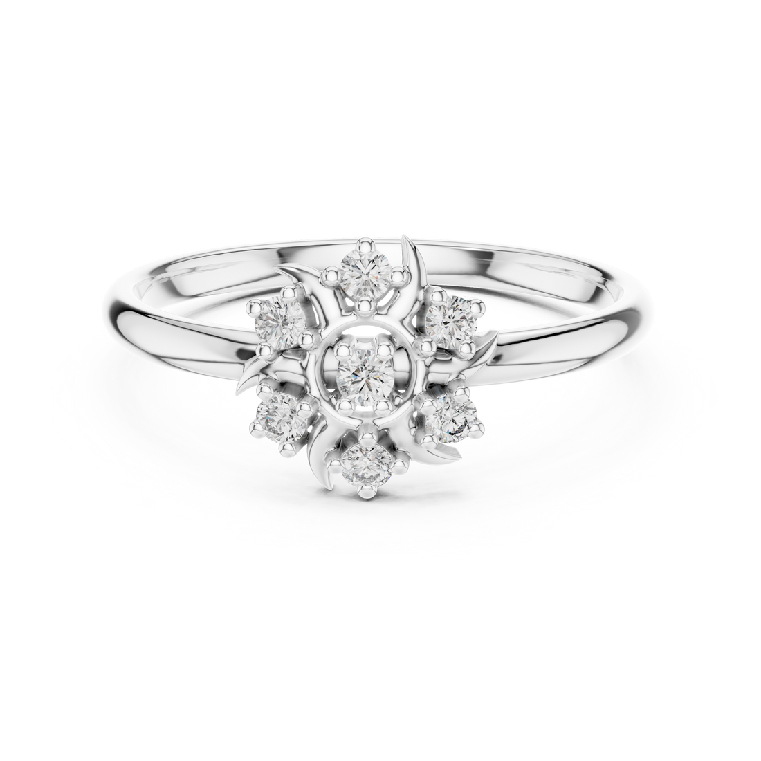 Rose Gold Floral Cluster Lab-Grown Diamond Ring | IGI Certified | Kiashaa Jewellery