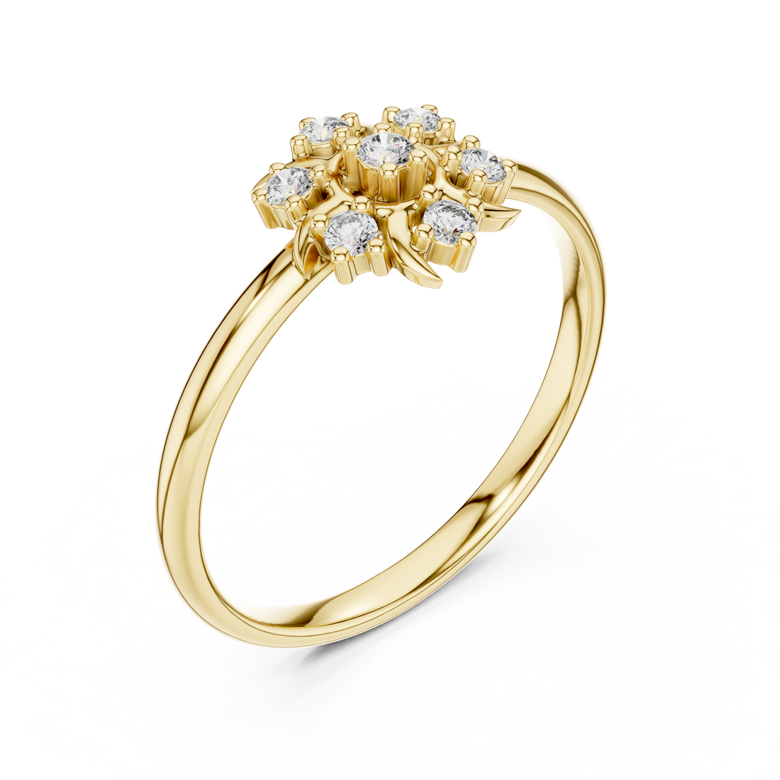 Rose Gold Floral Cluster Lab-Grown Diamond Ring | IGI Certified | Kiashaa Jewellery