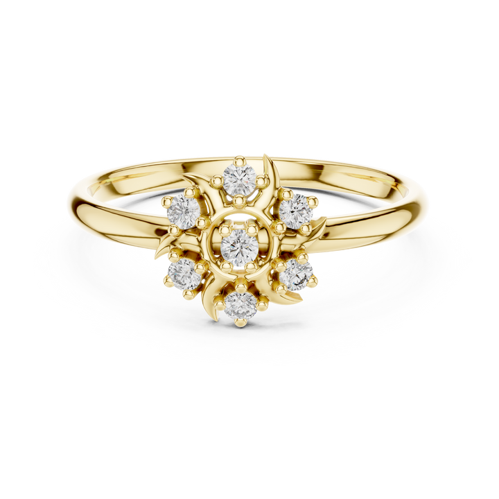 Rose Gold Floral Cluster Lab-Grown Diamond Ring | IGI Certified | Kiashaa Jewellery
