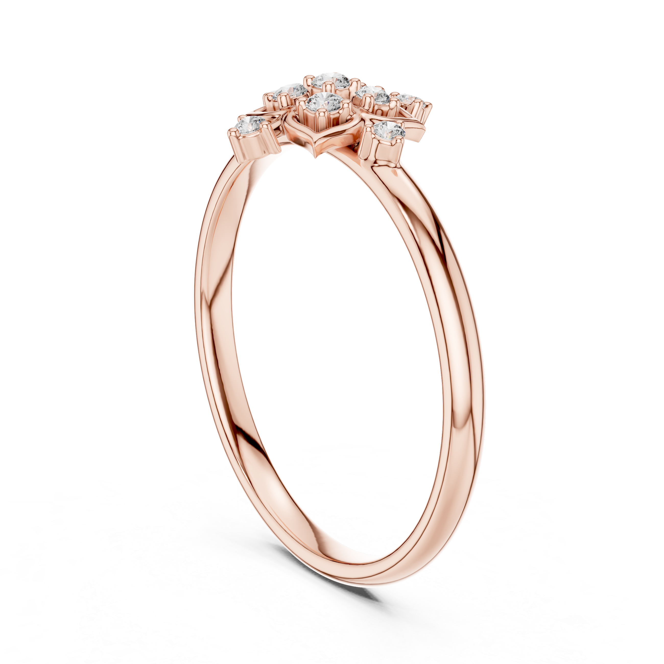 Rose Gold Hexa Floral Lab-Grown Diamond Ring | IGI Certified | Kiashaa Jewellery