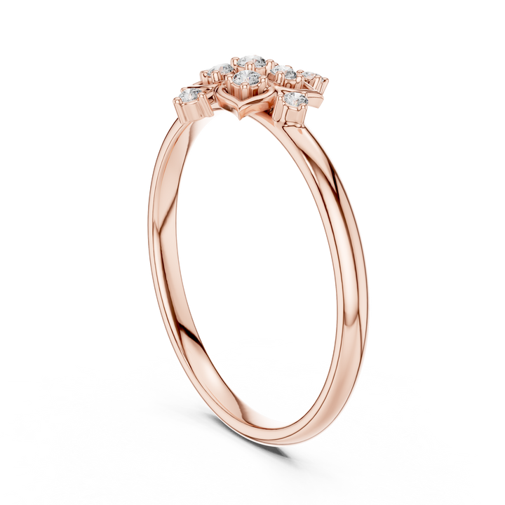 Rose Gold Hexa Floral Lab-Grown Diamond Ring | IGI Certified | Kiashaa Jewellery